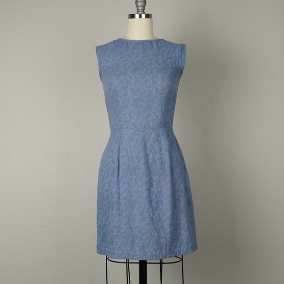 Shell N Boat Neck Open Back Bow Tie Dress Blue XSP Bohemian Casual Handmade - Picture 3 of 5